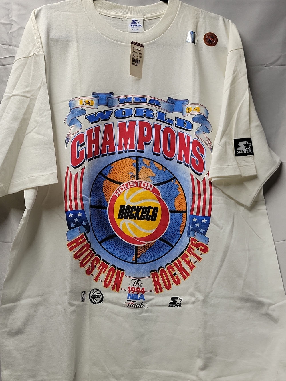 STARTER Houston Rockets 1994 NBA World Champions Graphic T-Shirt Single Stitch